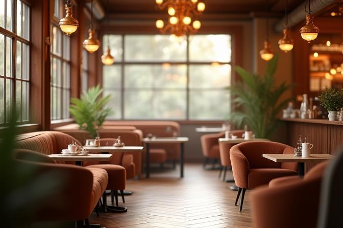 Cozy interior of Café Helvétique with comfortable seating and warm lighting.