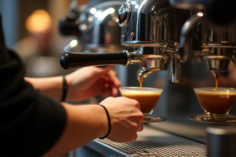 Barista preparing a coffee.