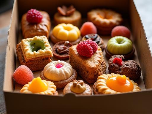 Box filled with assorted artisanal pastries.